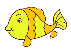 胖胖的黄色金鱼简笔画