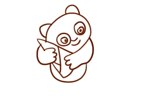 抱着竹笋的熊猫简笔画