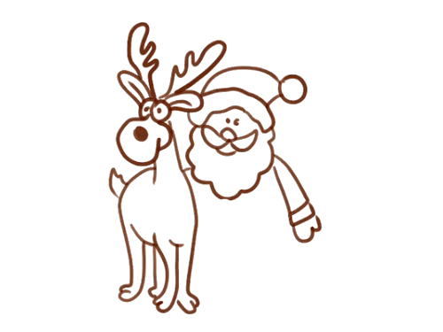 圣诞老人和驯鹿简笔画