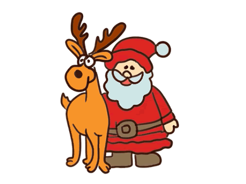 圣诞老人和驯鹿简笔画
