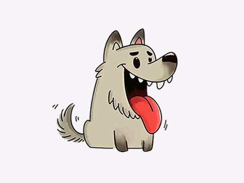 卡通伸着舌头的大狗简笔画