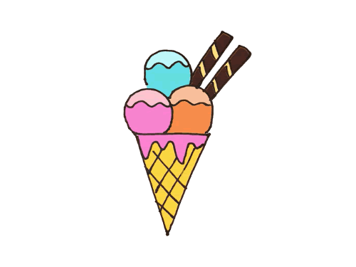缤纷美味的冰淇淋简笔画