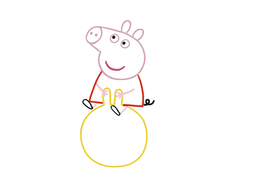 骑气球的小猪佩奇简笔画