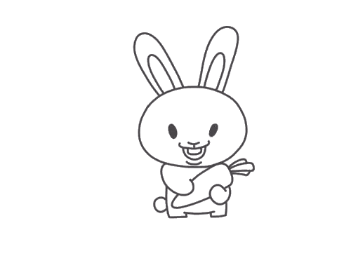 抱着萝卜的小兔子简笔画