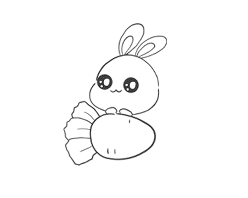 小白兔抱胡萝卜简笔画