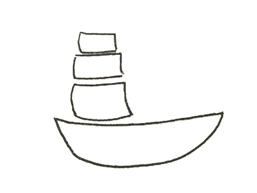 交通工具大帆船简笔画