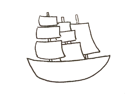 交通工具大帆船简笔画
