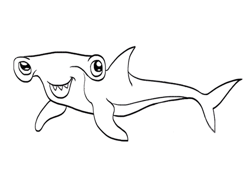 双髻鲨鲨鱼简笔画