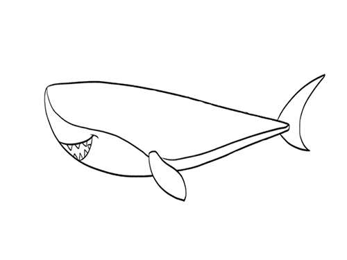 虎鲨鲨鱼简笔画