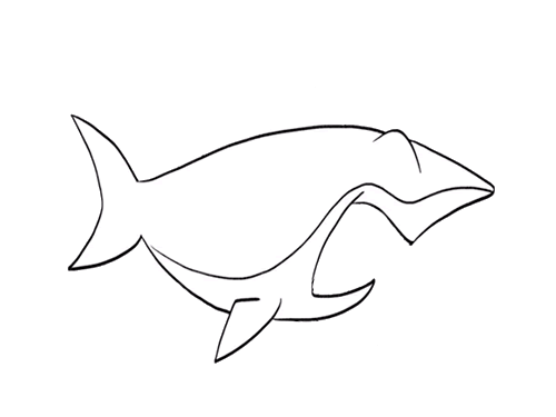 凶猛卡通鲨鱼简笔画