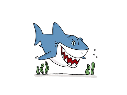 卡通大鲨鱼简笔画