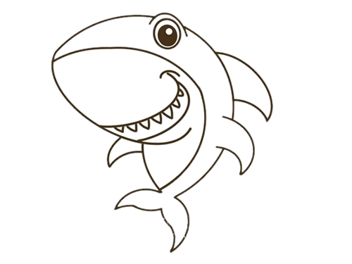 卡通鲨鱼简笔画
