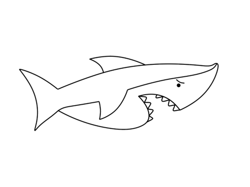 第三步:勾勒出鲨鱼的牙齿和眼睛.