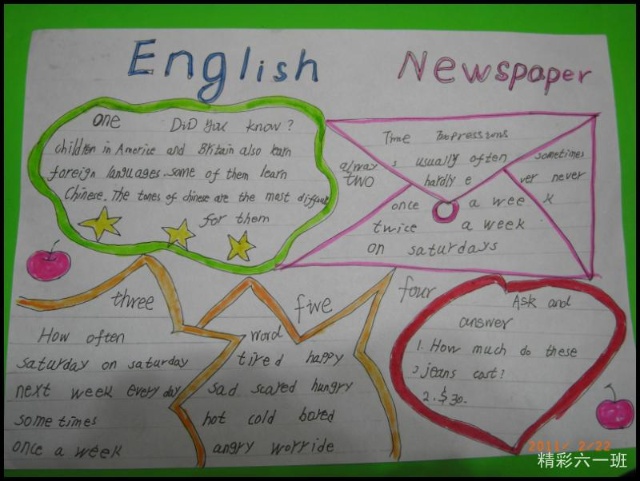 小学六年级各单元设计简单的英语手抄报