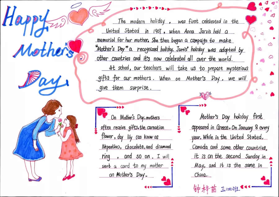 Mother's Day 小学生英语手抄报