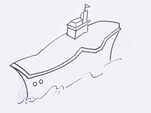 卡通航空母舰简笔画