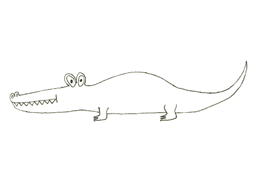 卡通鳄鱼简笔画