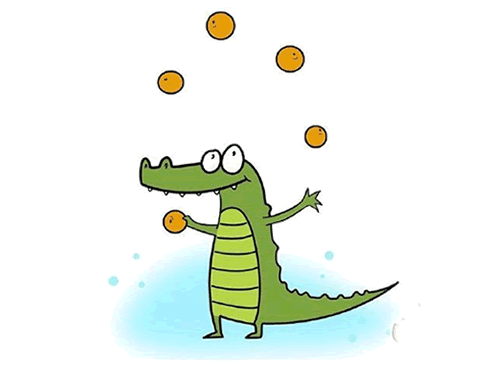 玩杂耍的鳄鱼卡通简笔画