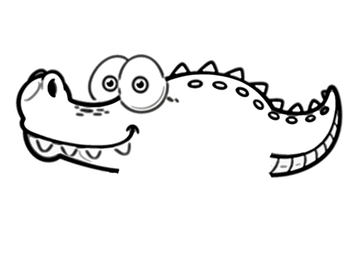 卡通大眼鳄鱼简笔画
