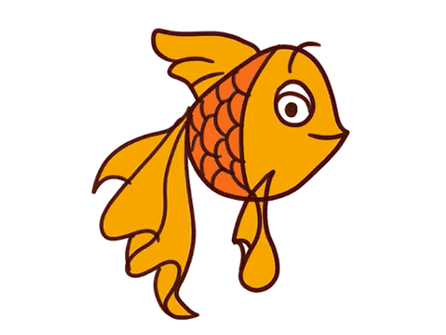 一条在水中游泳的金鱼简笔画