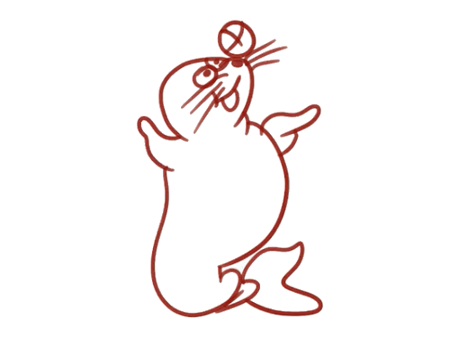 顶球的小海狮简笔画