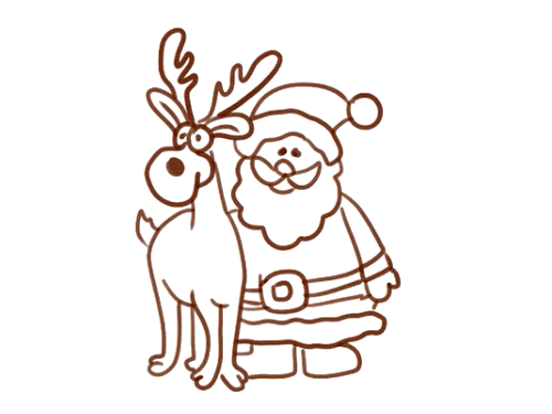 圣诞老人麋鹿简笔画图片