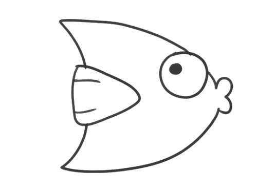 一条蓝色的热带鱼简笔画