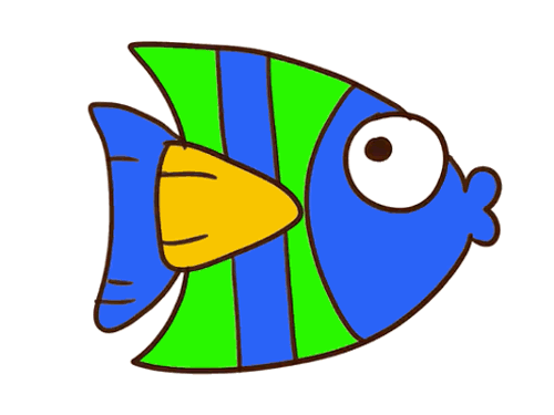 一条蓝色的热带鱼简笔画
