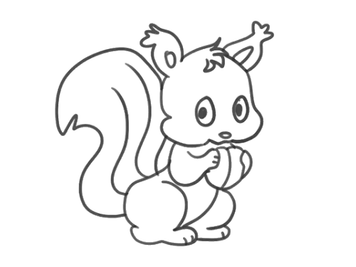 一只吃榛子的小松鼠简笔画