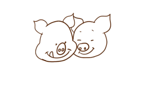 两只跳舞的小猪简笔画