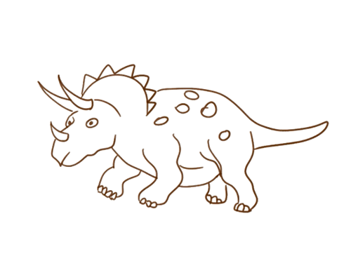 一只调皮的三角龙恐龙简笔画