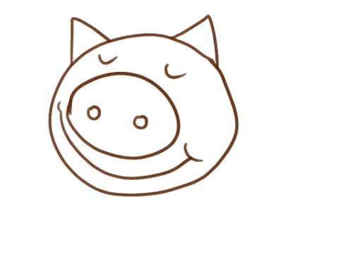 微笑的小猪简笔画