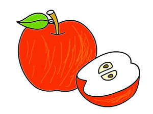 漂亮的红富士苹果简笔画