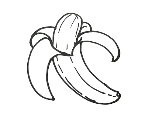 香蕉切了一半的简笔画图片