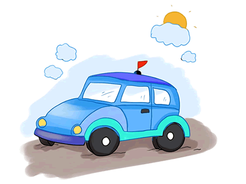 蓝色小汽车简笔画