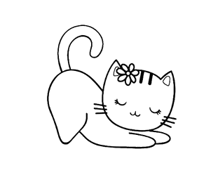 翘尾巴的卡通小猫咪简笔画