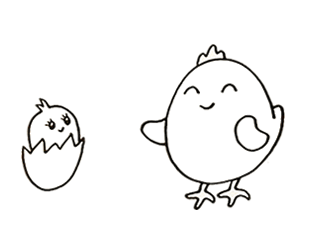 鸡妈妈和小鸡简笔画