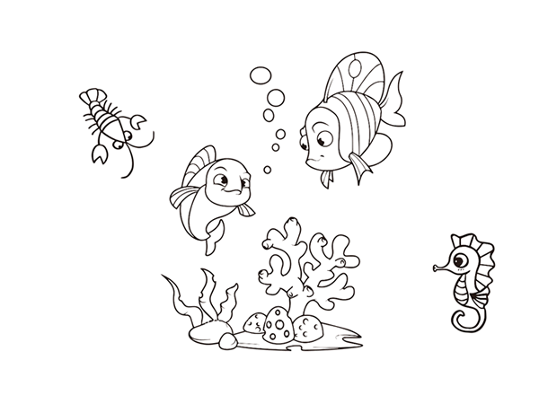 十二个海底动物简笔画图片