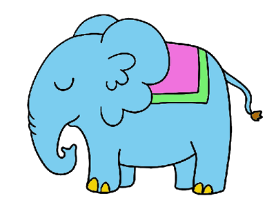 大象简笔画图片彩色图片