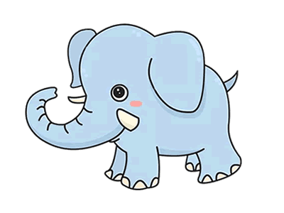 大象可爱简笔画彩色图片