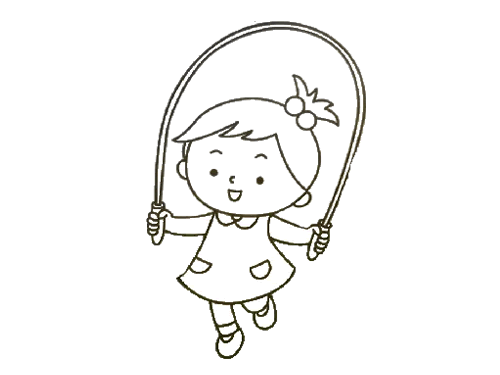 跳绳的简笔画小女孩图片
