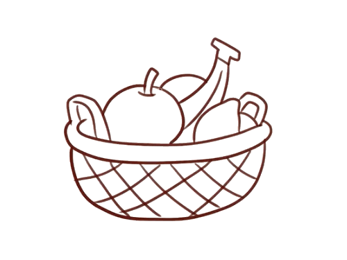 竹篮子简笔画 水果图片