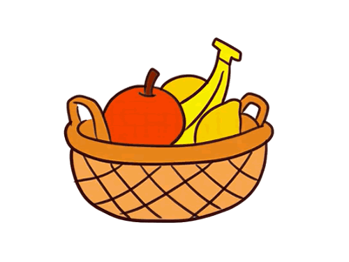装满水果的篮子简笔画图片