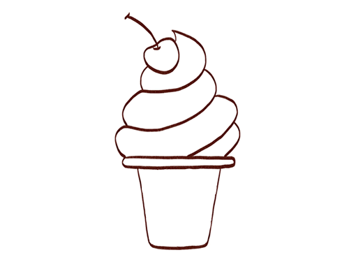 樱桃冰淇淋简笔画
