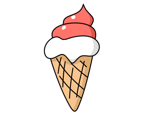 草莓味冰淇淋简笔画