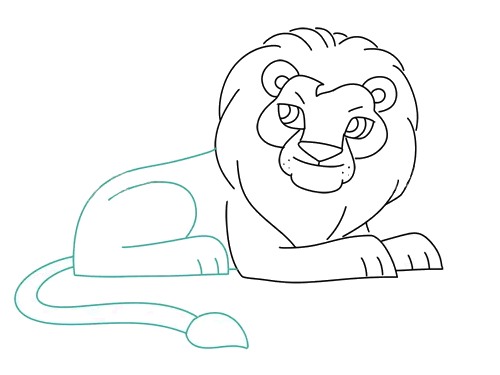 趴着的狮子简笔画