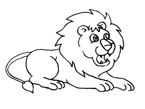 狮子简笔画 侧面图片