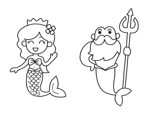 美人鱼公主和国王简笔画