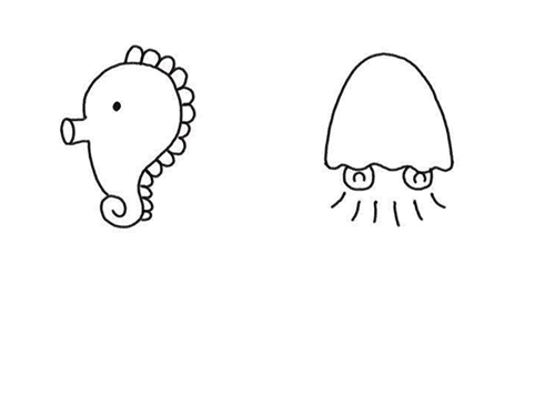 可爱的海底动物简笔画