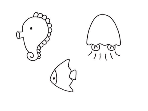 可爱的海底动物简笔画